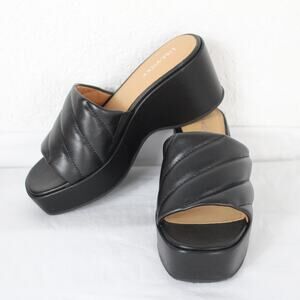 Lisa Vicky Lead-V Black Sheep Nappa Platform Sandal Size 8M Slide NIB